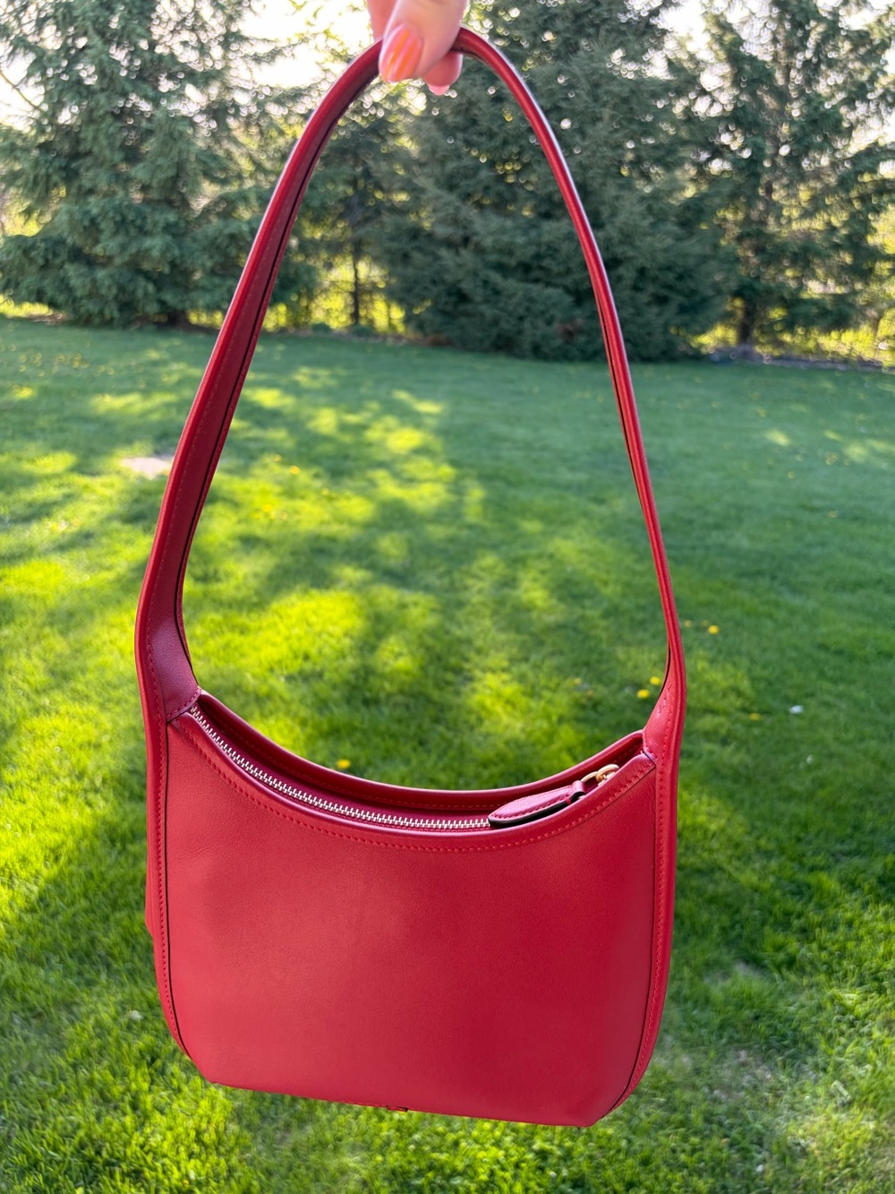 Coach curve zip shoulder bag ruby red purse - Picture 8 of 10